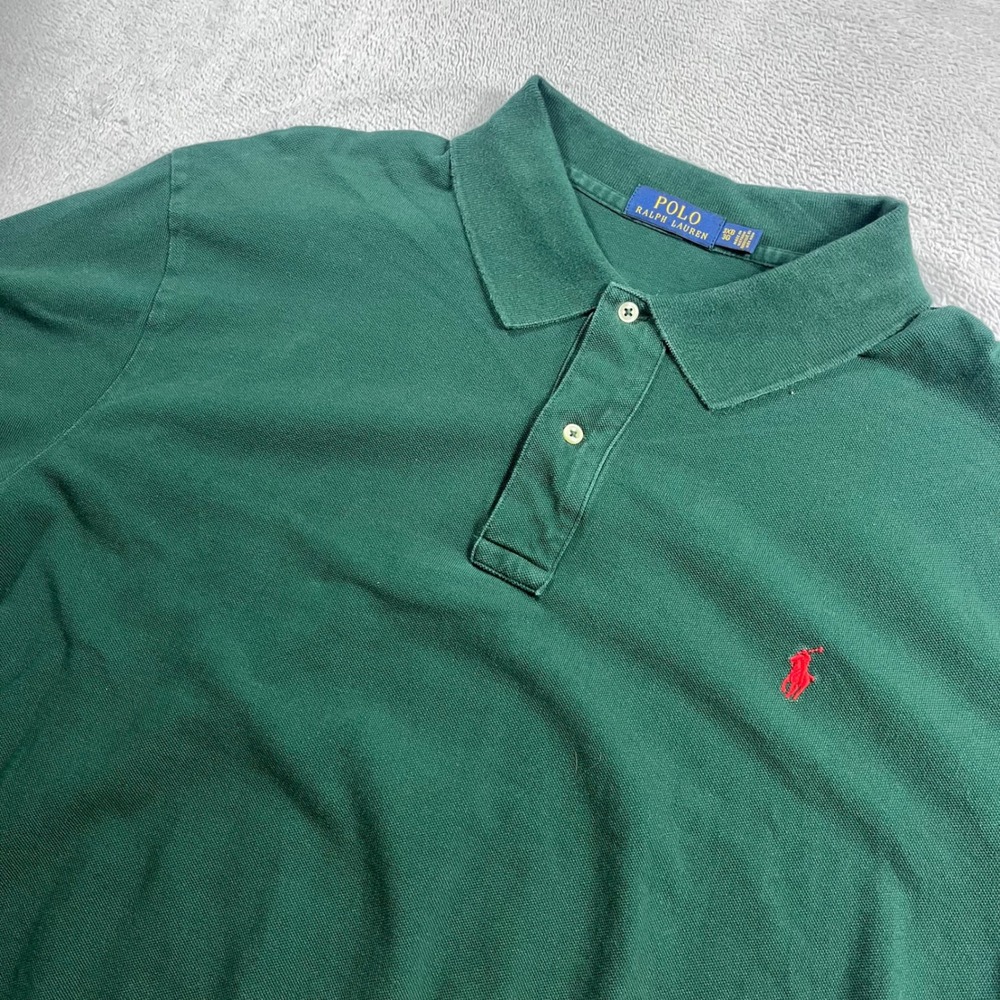 Polo Ralph Lauren Mens 3XB Green Short Sleeve Pique Polo Shirt Red Pony Logo